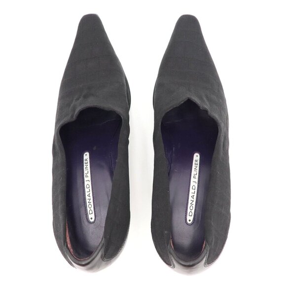 Donald J Pliner Lacia Womens Sz 7M US Black Canvas‎ Croc Print Pointed Toe Pumps - Picture 8 of 9